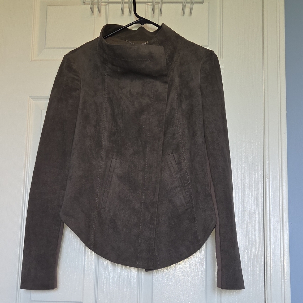 BCBGMaxAzria Women's Dark Gray Suede Blazer